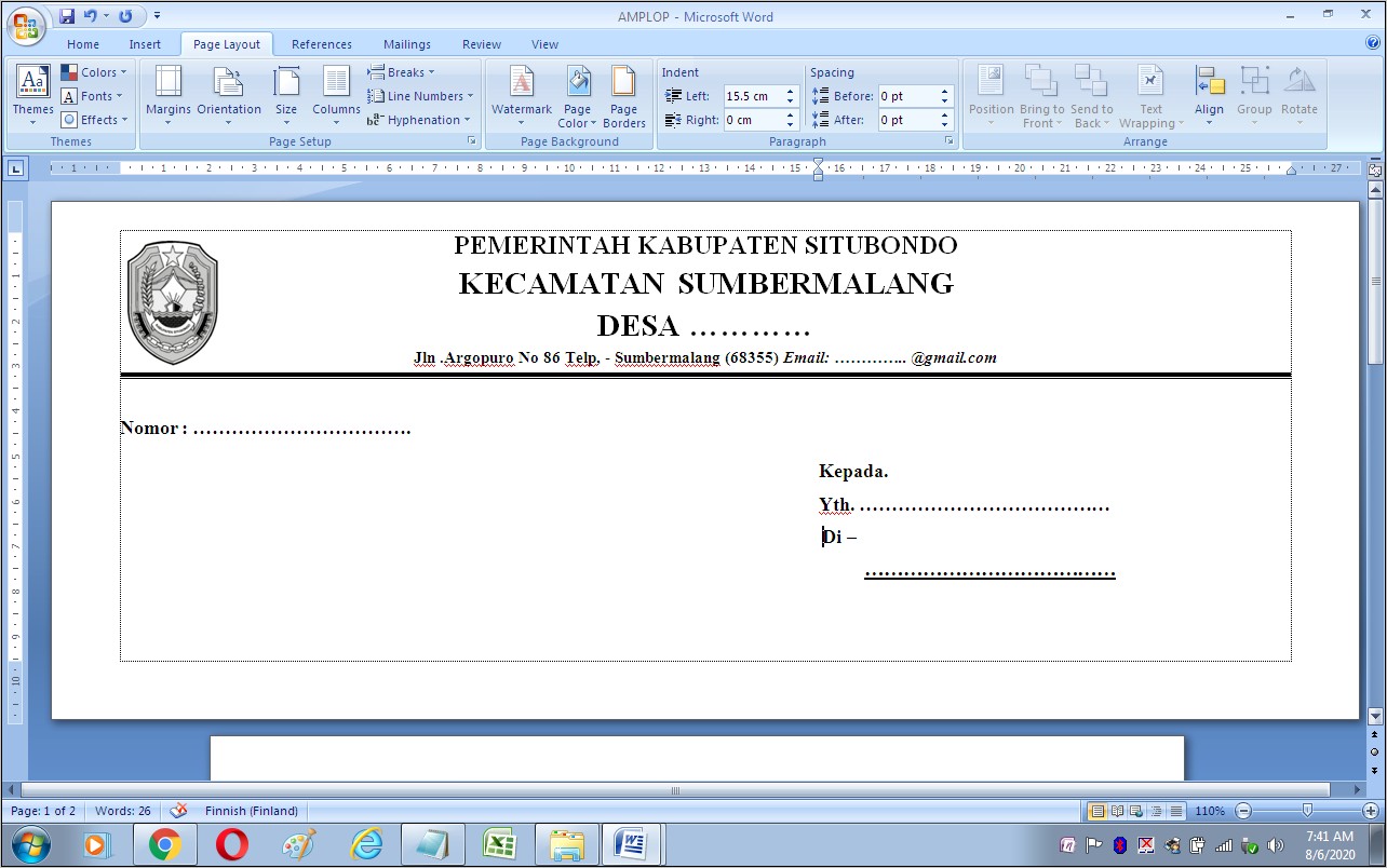 Contoh Amplop Surat Dinas Dari Ms Word Yg Di Maillings