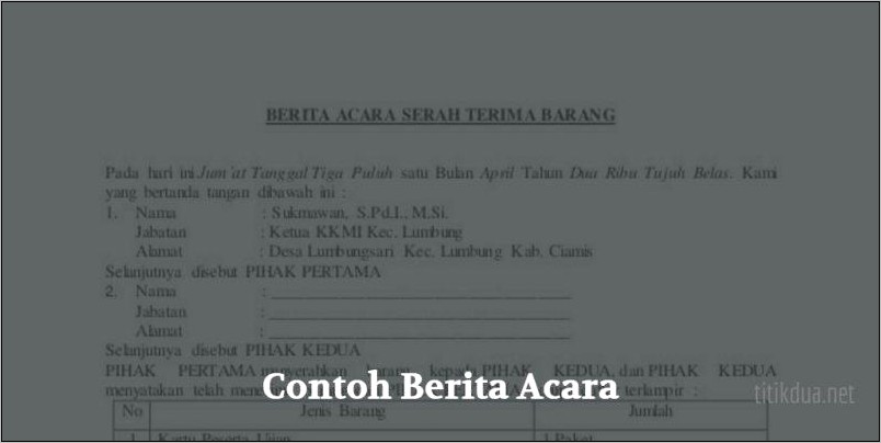 Contoh Berita Acara Surat Dinas