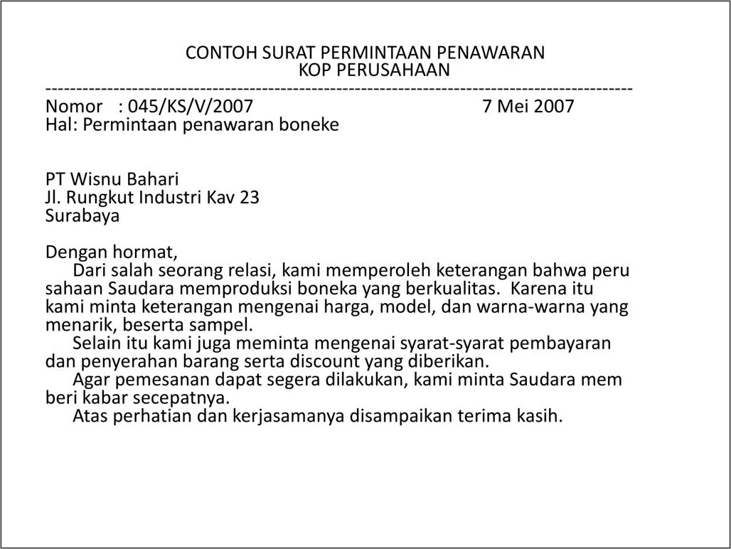 Contoh Bikin Surat Perkenalan Sales Ke Perusahaan