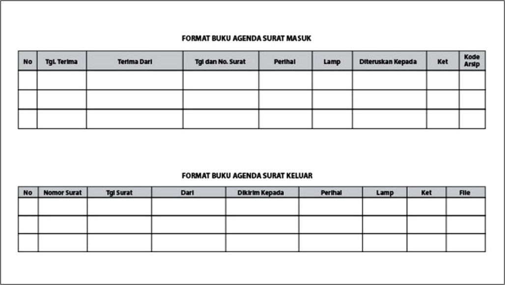 Contoh Buku Agenda Surat Keluar Perusahaan