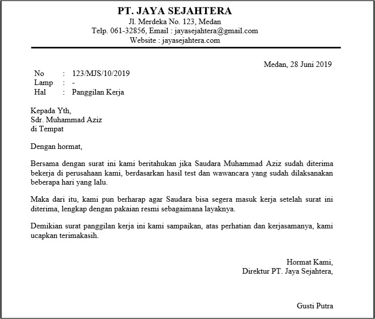 Contoh Contoh Surat Dinas Resmi