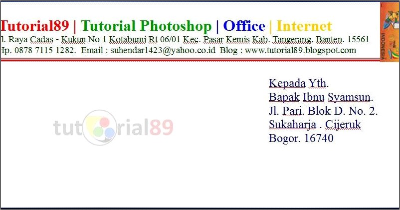 Contoh Cop Perusahaan Pada Amplop Surat