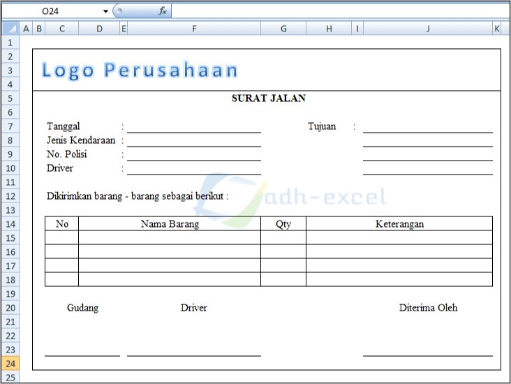 Contoh Form Surat Jalan Perusahaan