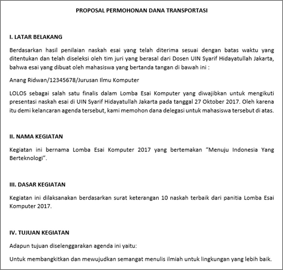 Contoh Format Surat Pengajuan Dana Kegiatan Perusahaan