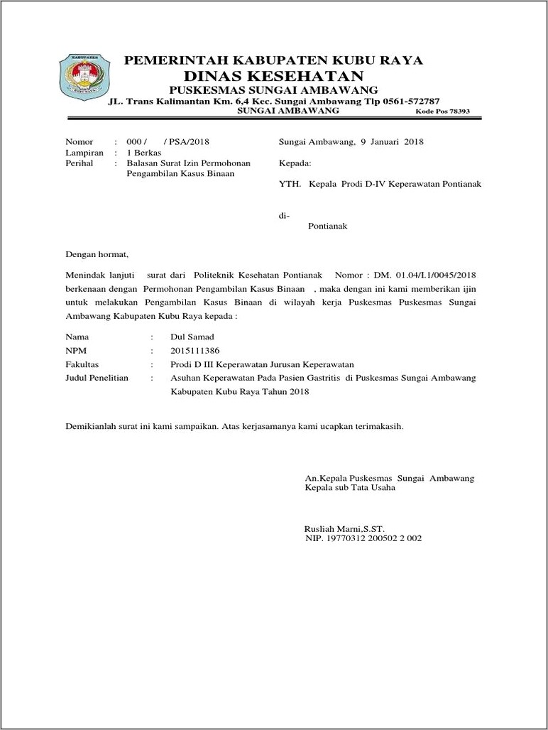 Contoh Formulir Pengajuan Surat Penelitian Skripsi Ke Perusahaan