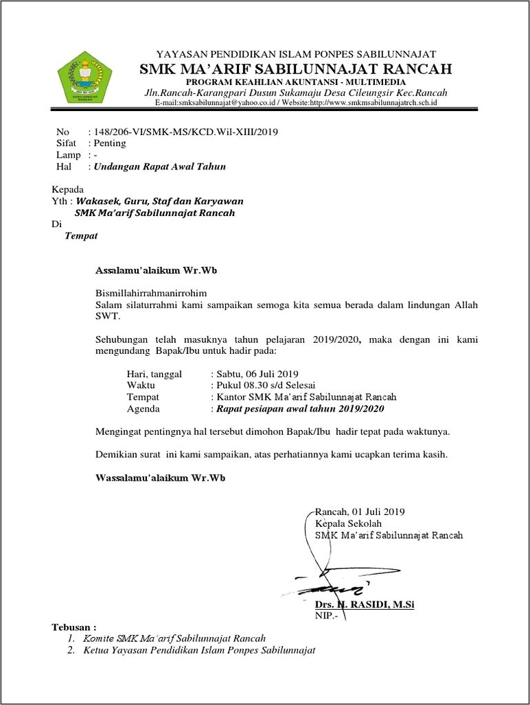 Contoh Gambar Surat Undangan Rapat Kominfo