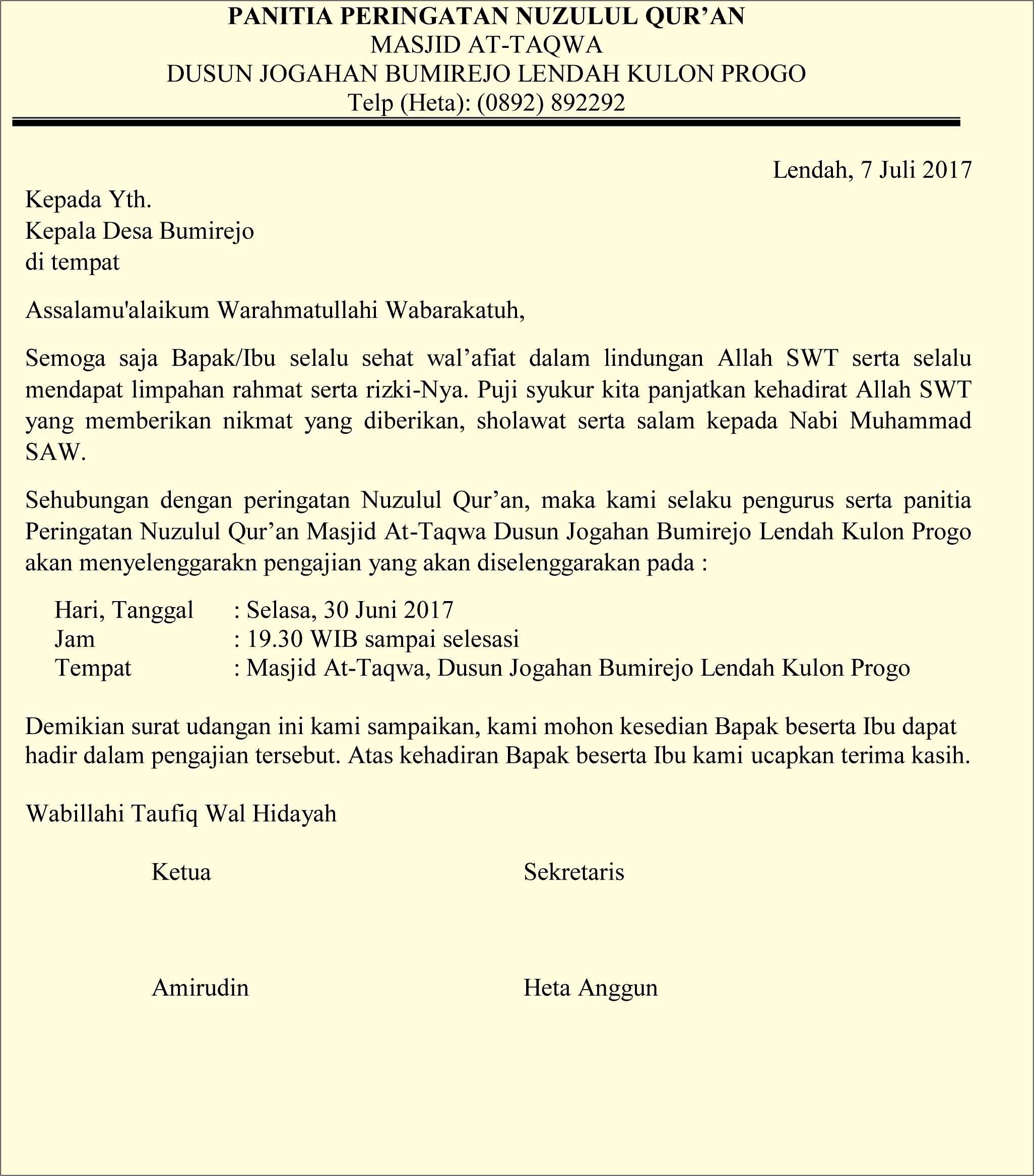 Contoh Isi Surat Dinas Undangan