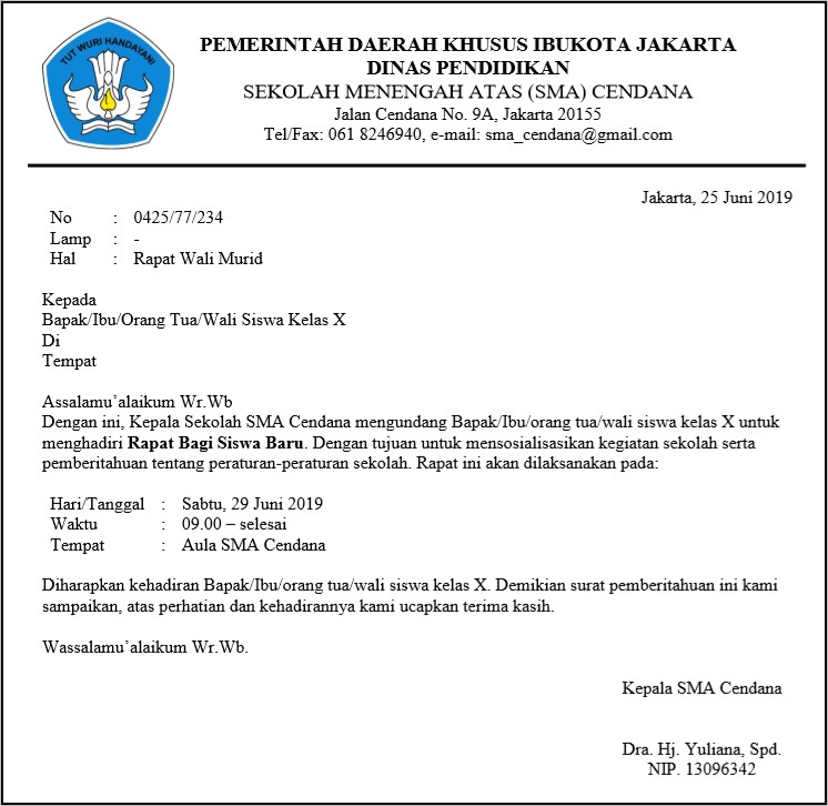 Contoh Isi Surat Undangan Resmi Penerimaan Lapor