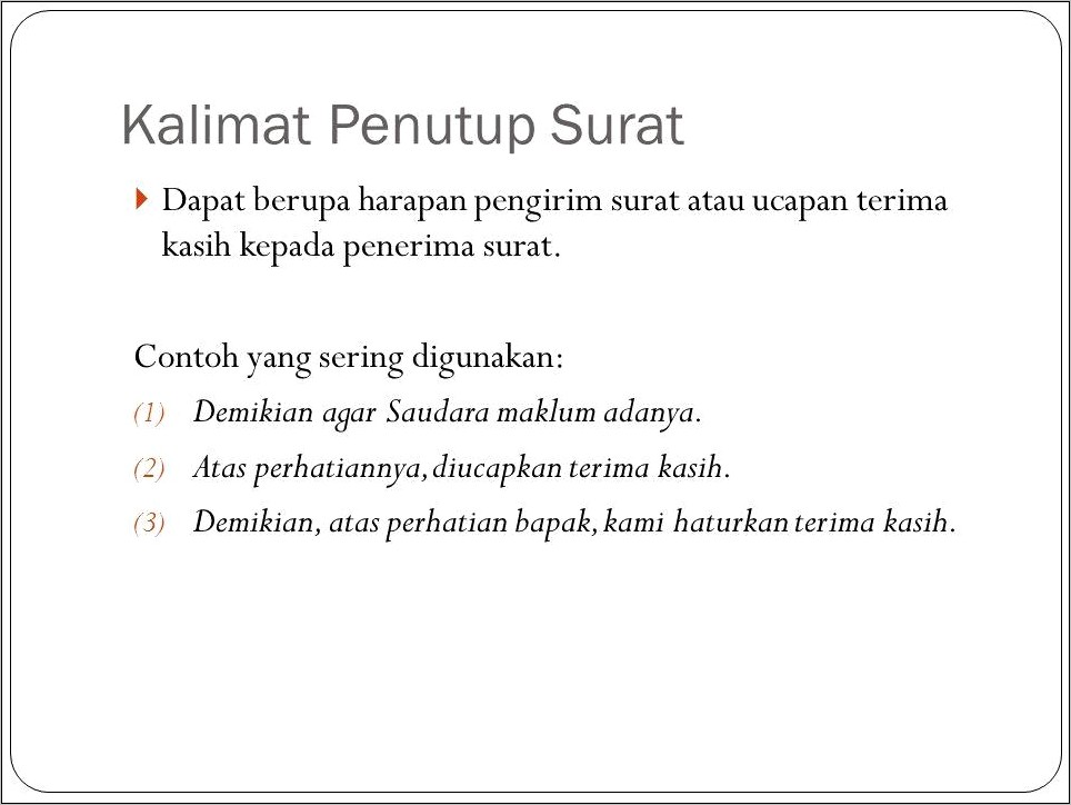 Contoh Kalimat Penutup Pada Surat Dinas