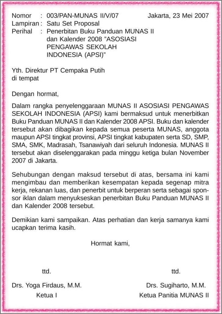 Contoh Kalimat Surat Dinas