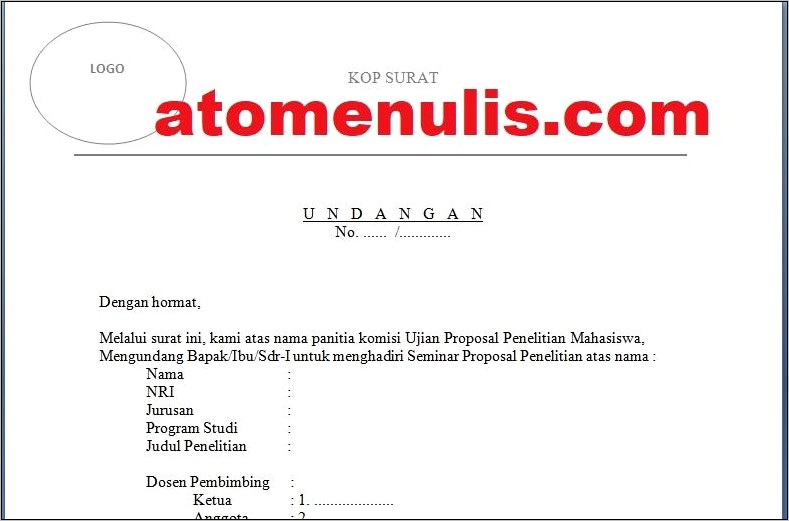 Contoh Kata Pengantar Surat Undangan Di Email