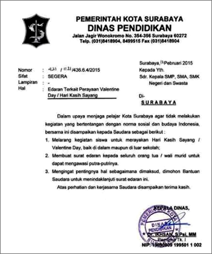 Contoh Kepala Surat Dinas Pemerintah