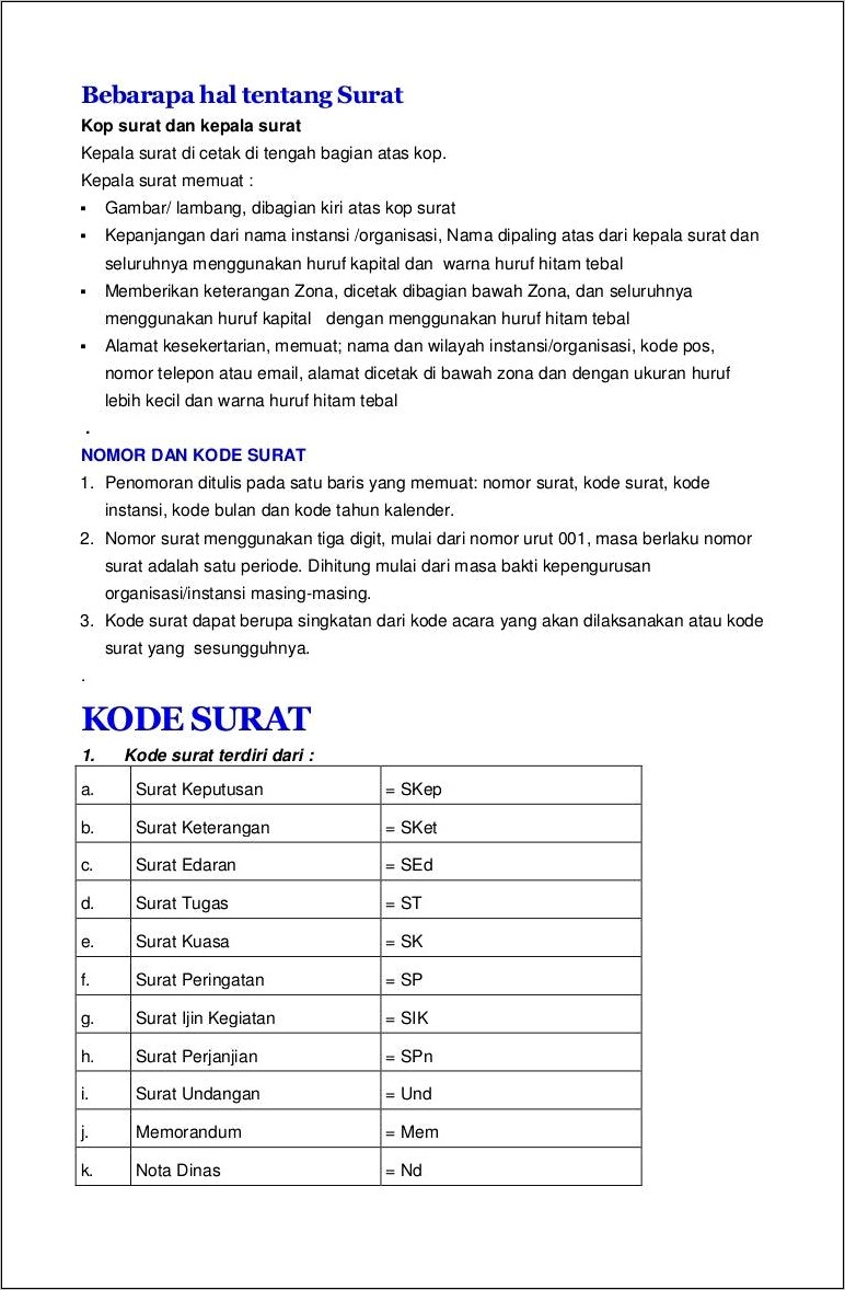 Contoh Kode Kode Surat Dinas