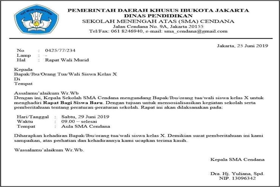 Contoh Konsep Surat Dinas