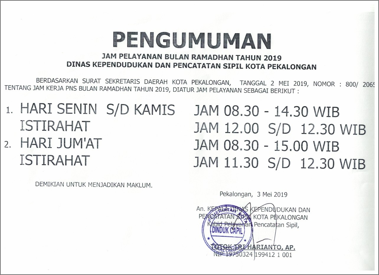 Contoh Kop Surat Dinas Kependudukan