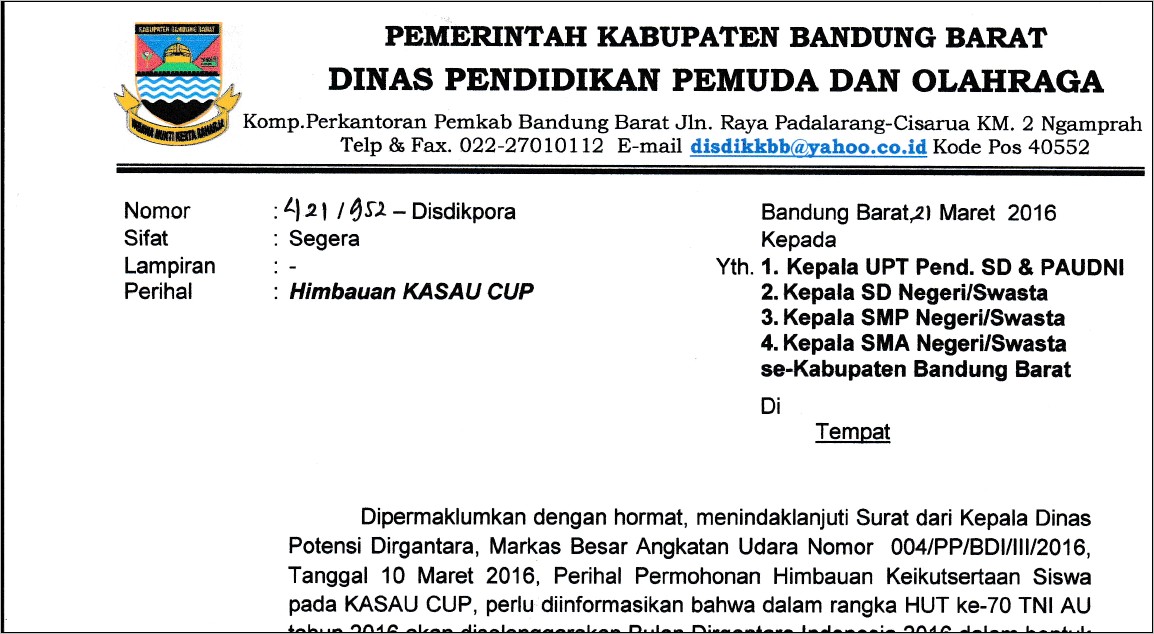 Contoh Kop Surat Dinas Pendidikan Kota Bandung