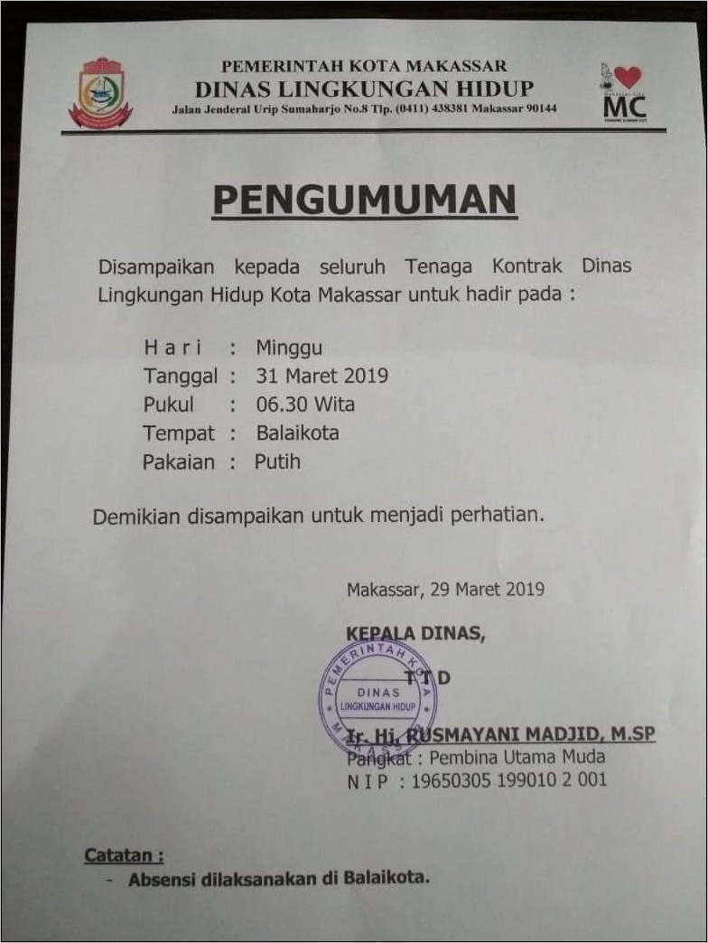 Contoh Kop Surat Dinas Pendidikan Kota Makassar