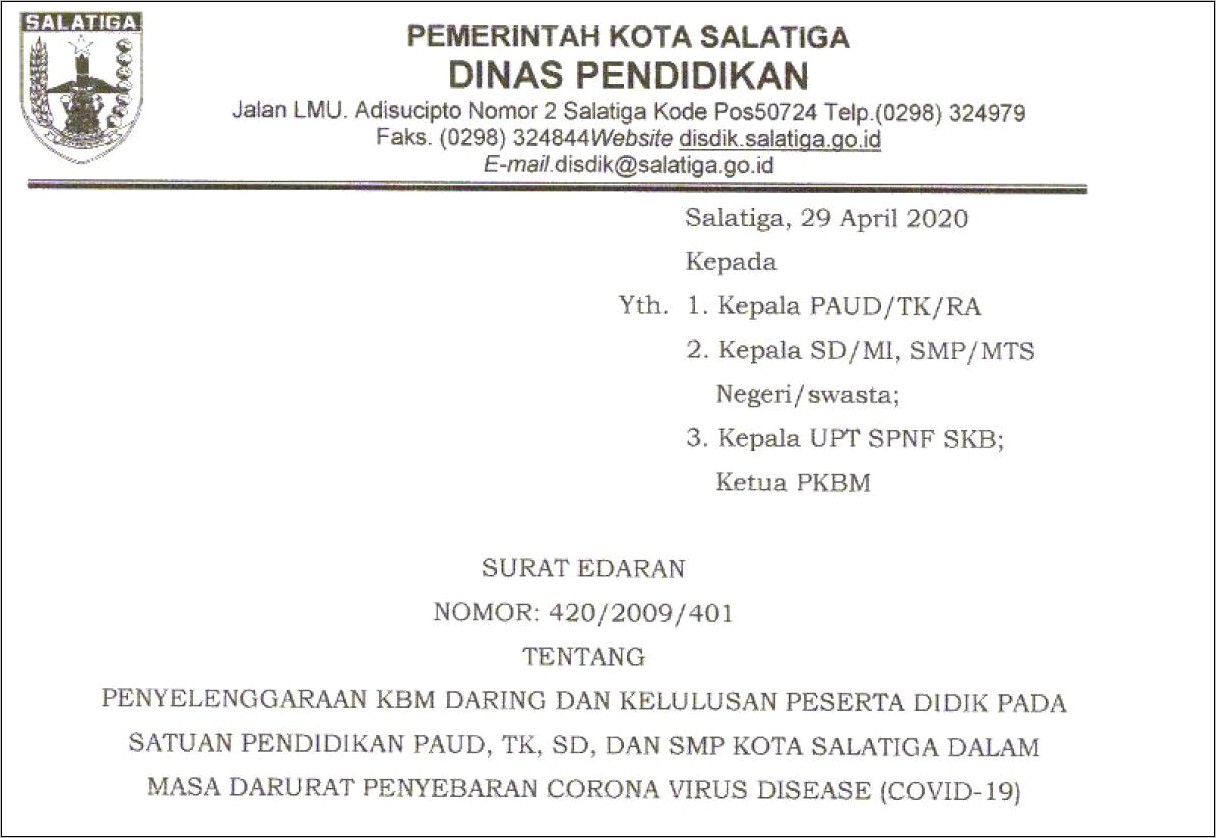 Contoh Kop Surat Dinas Pendidikan Kota Semarang