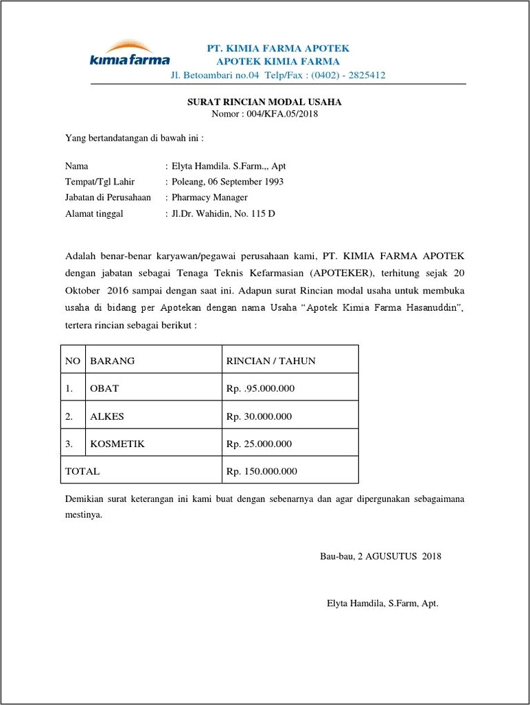 Contoh Kop Surat Perusahaan Kosmetik