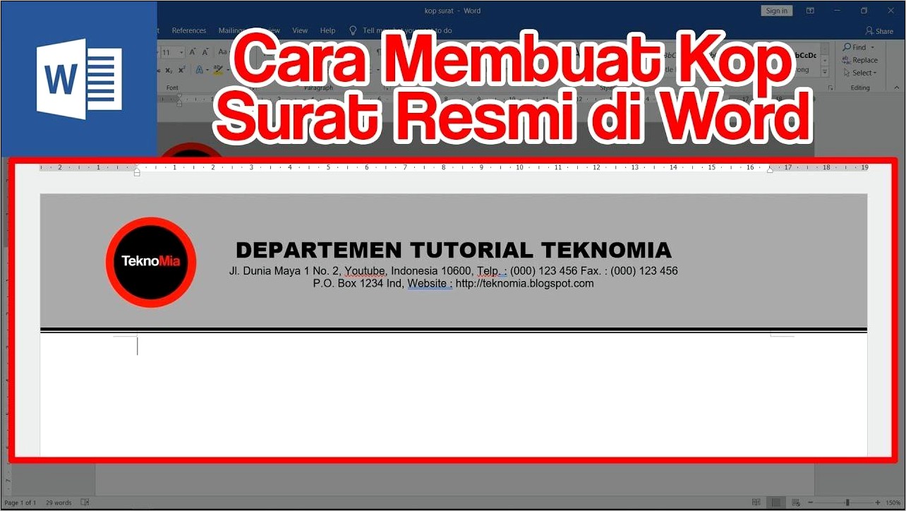 Contoh Kop Surat Perusahaan Resmi