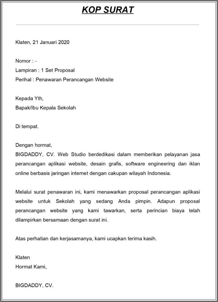 Contoh Kop Surat Perusahaan Studio Photo