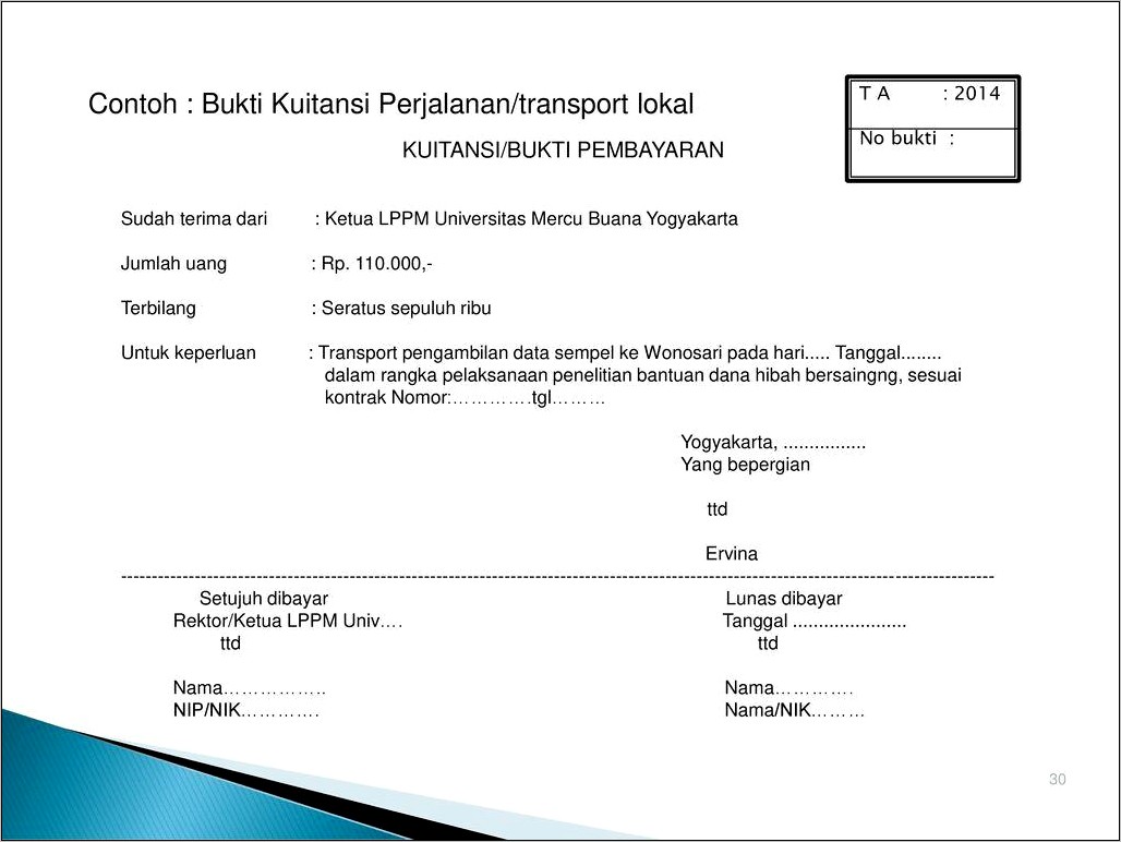 Contoh Kuitansi Surat Perjalanan Dinas 2019