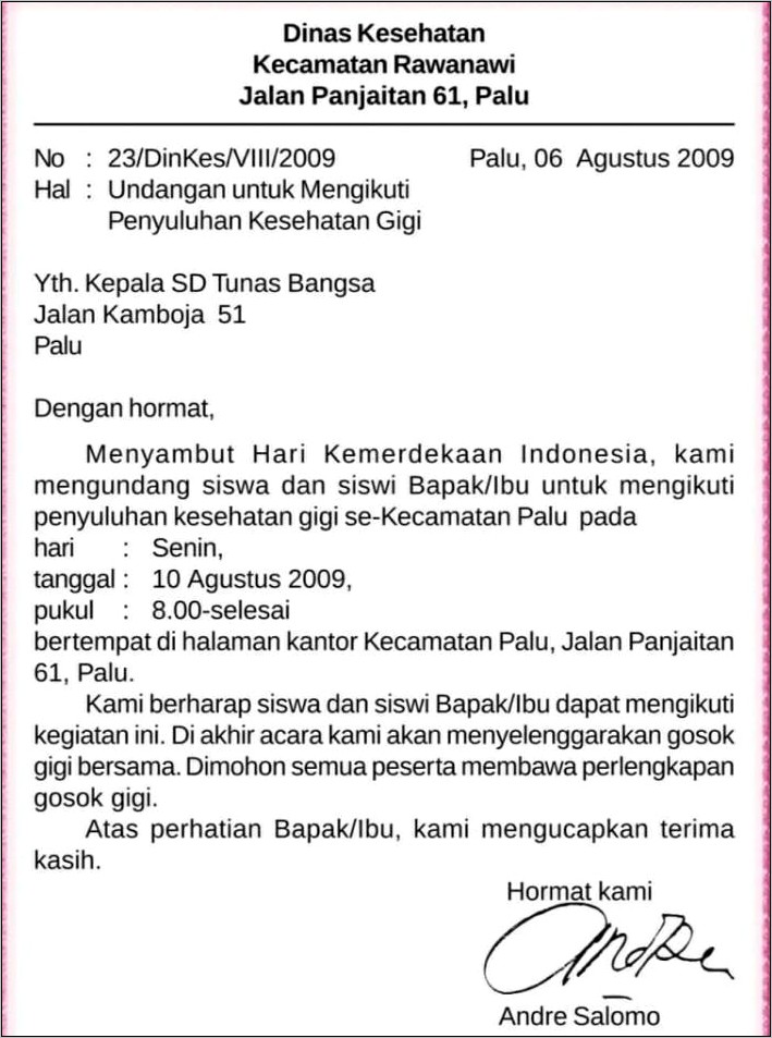 Contoh Lampiran Surat Dinas