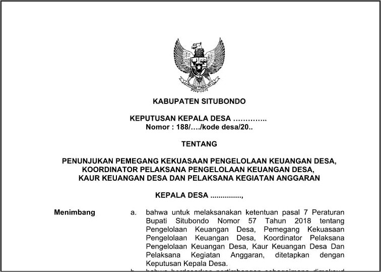 Contoh Lampiran Surat Keputusan Kepala Desa Tentang Perjalanan Dinas