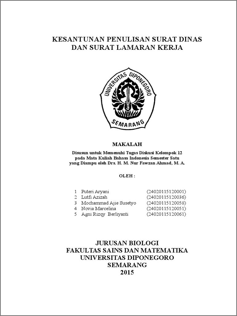 Contoh Makalah Penulisan Surat Dinas