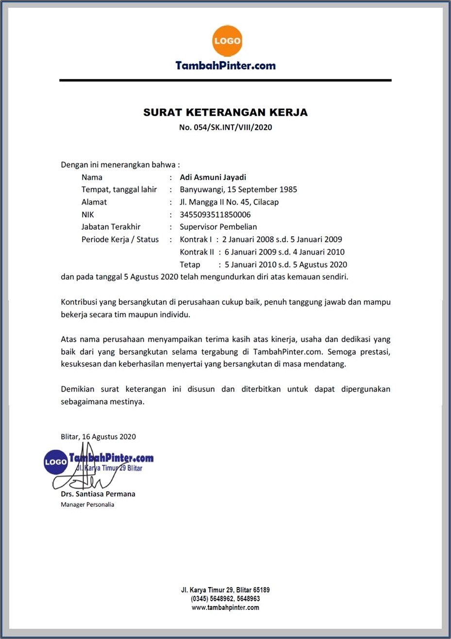 Contoh Nomor Kop Surat Perusahaan