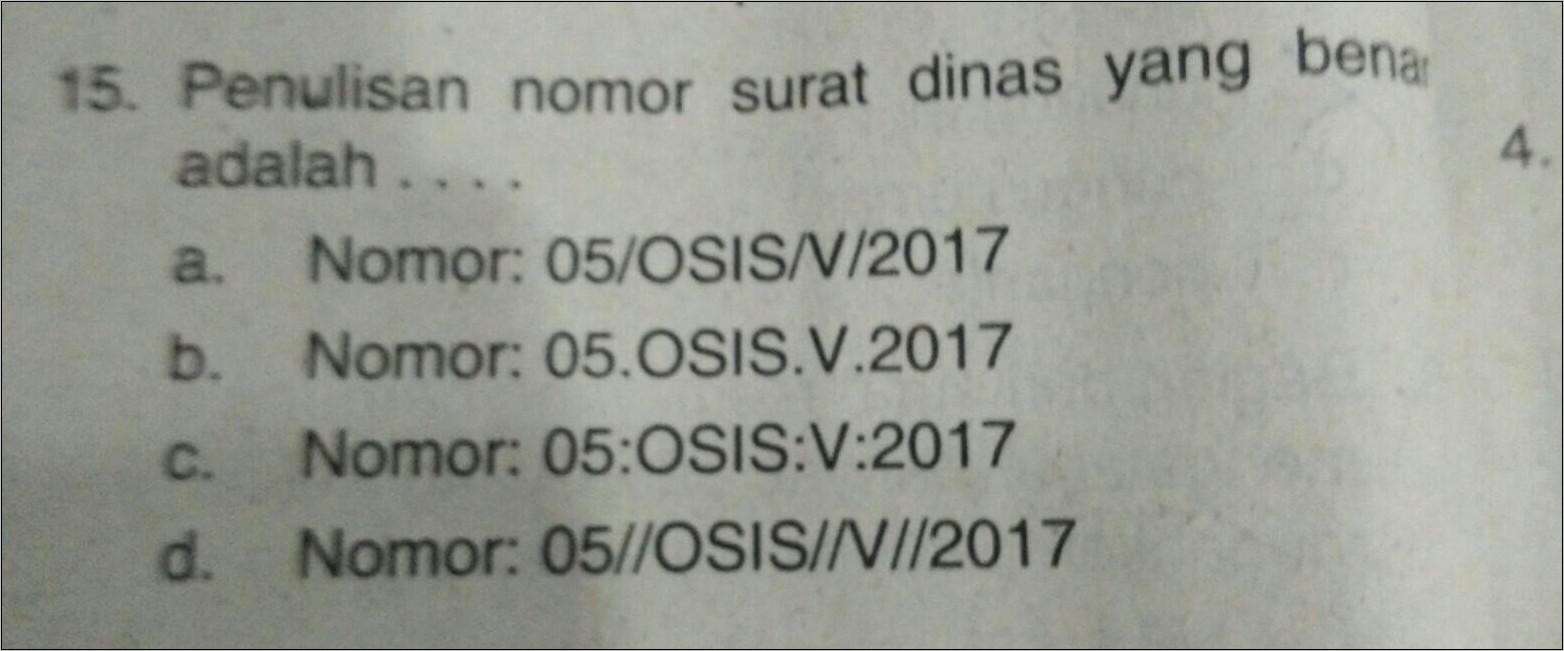 Contoh Nomor Surat Dinas