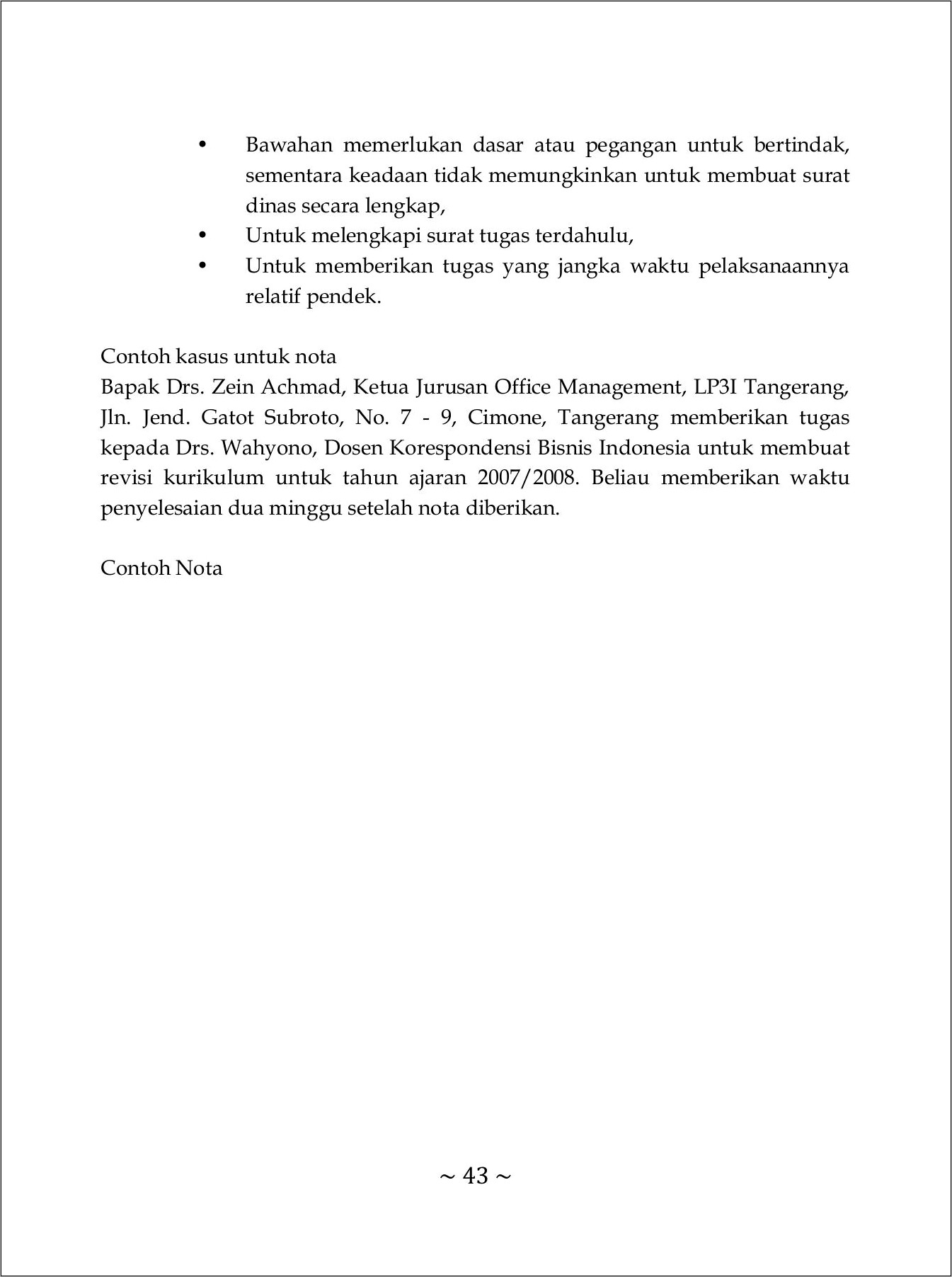 Contoh Nota Dinas Meneruskan Surat