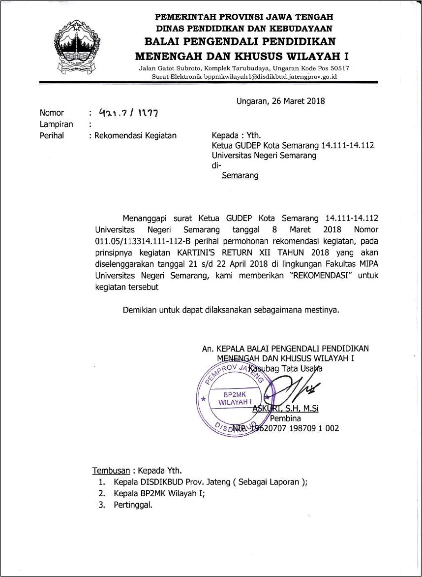 Contoh Penomoran Surat Dinas