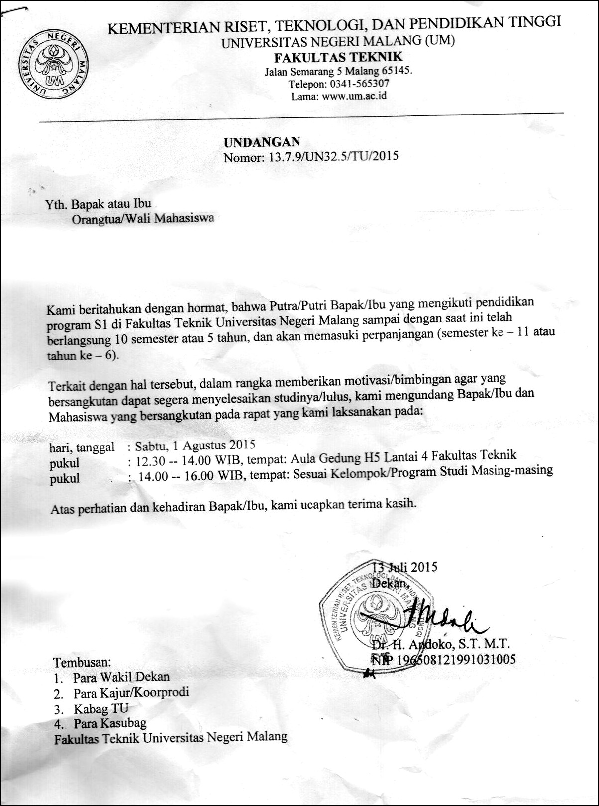 Contoh Penulisan Nama Orang Tua Di Surat Undangan