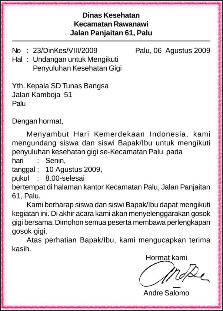 Contoh Salam Pembuka Surat Dinas Adalah