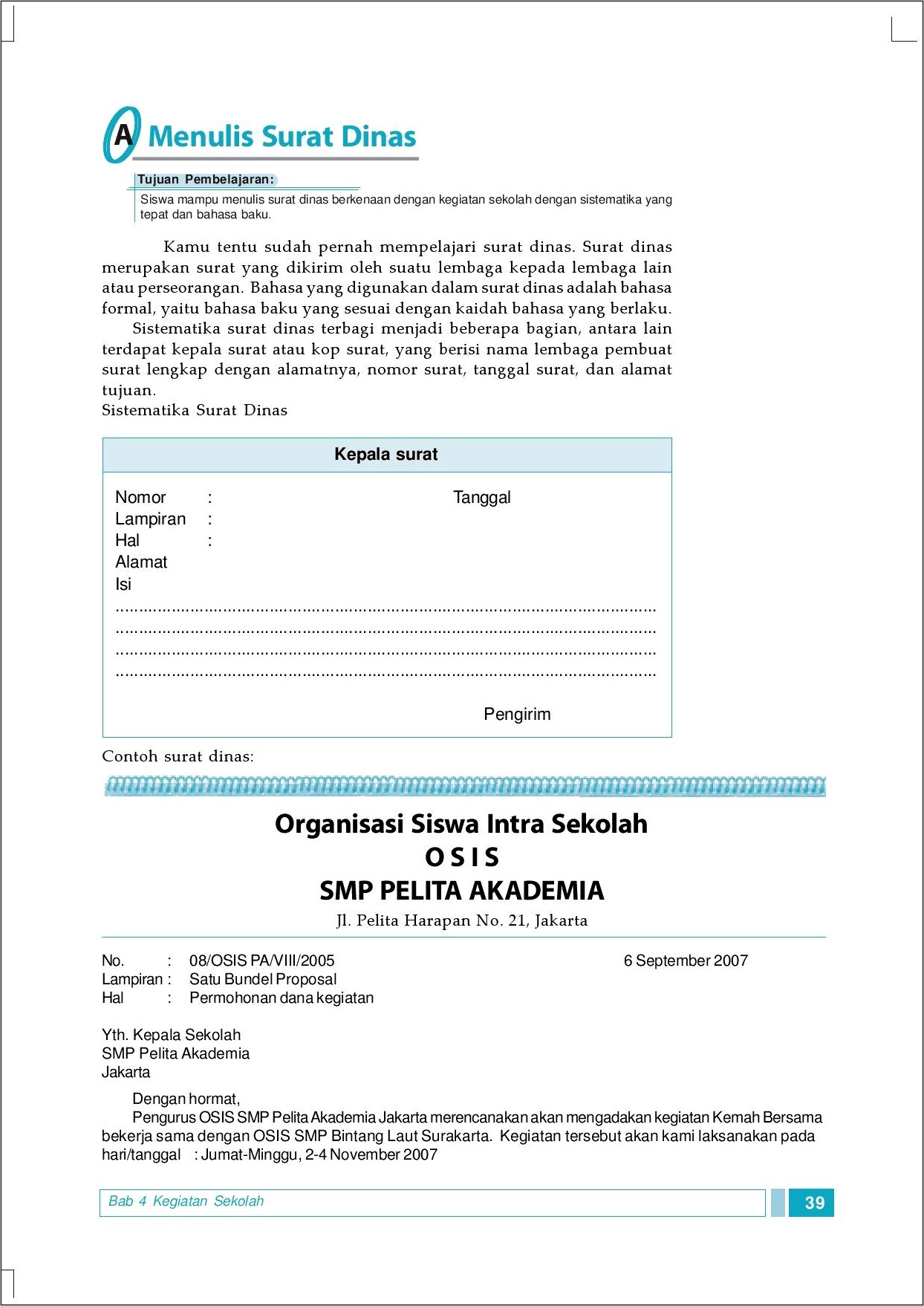 Contoh Sistematika Surat Dinas