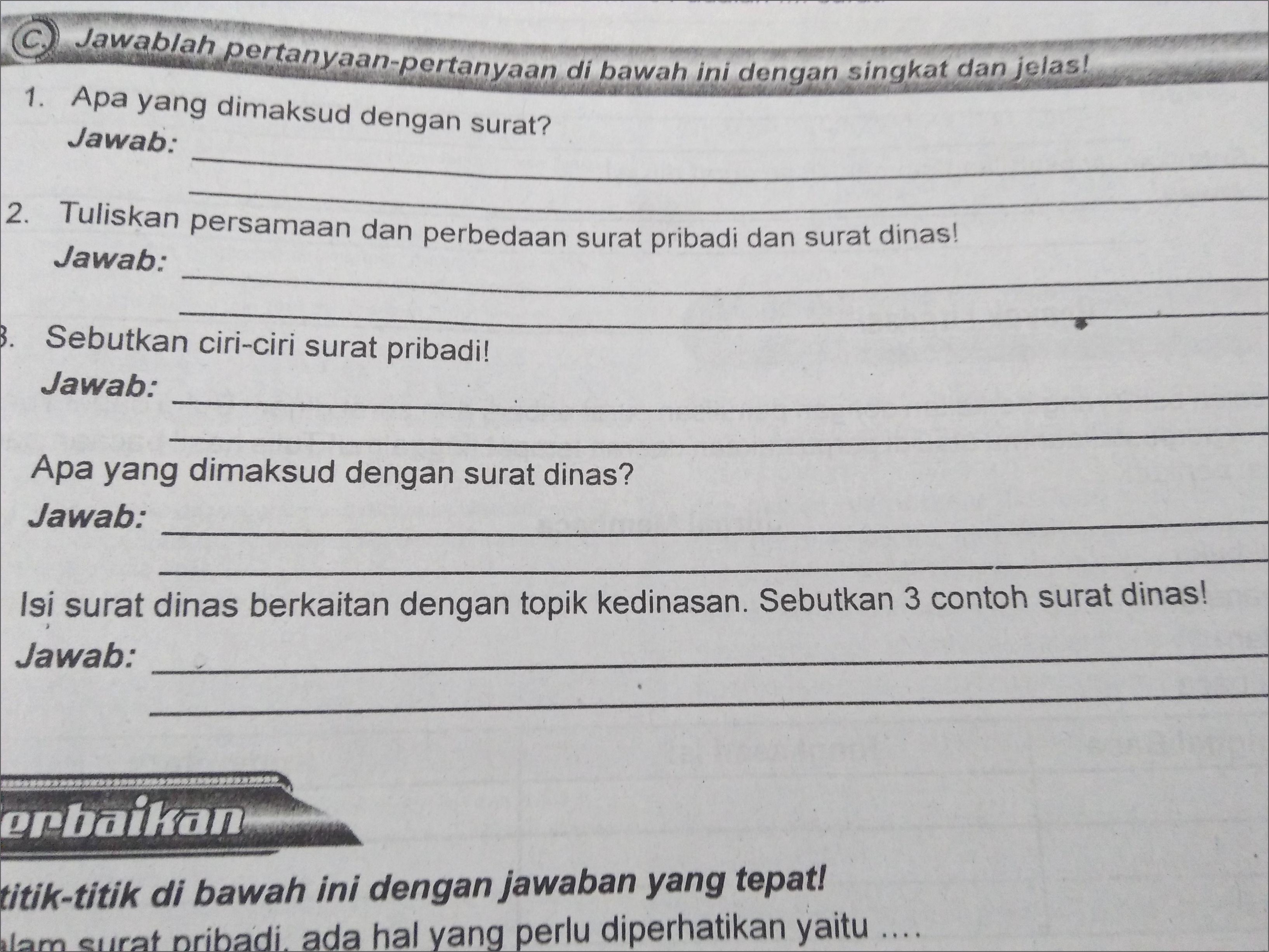 Contoh Soal Materi Surat Dinas Dan Pribadi