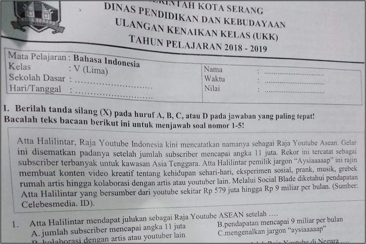 Contoh Soal Soal Surat Dinas