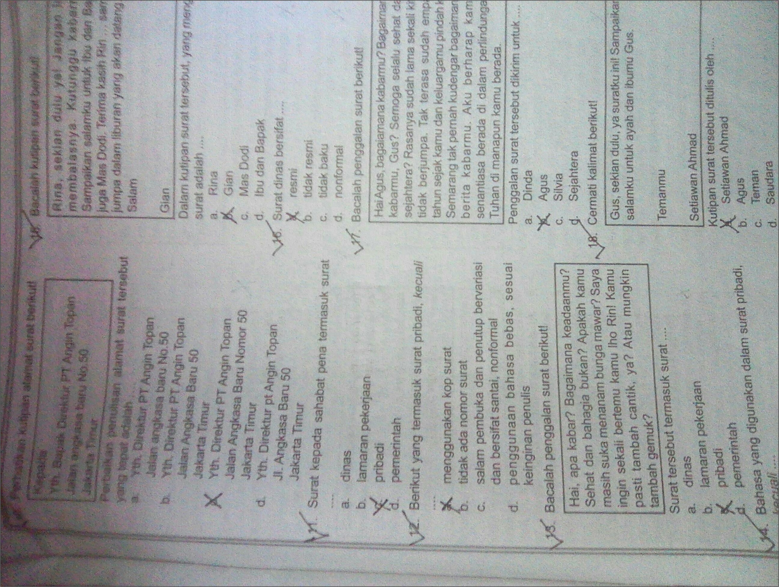 Contoh Soal Uraian Melengkapi Surat Dinas