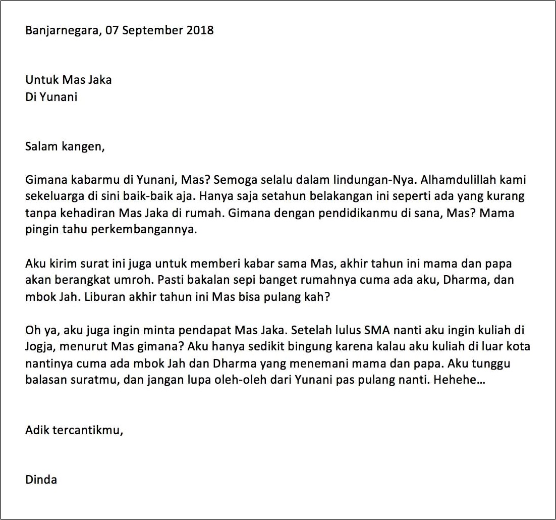 Contoh Surah Pribadi Dan Surat Dinas