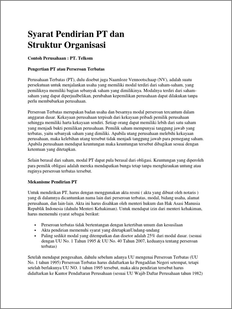 Contoh Surat Akta Pendirian Perusahaan Dari Notaris Setempat Pt Cv