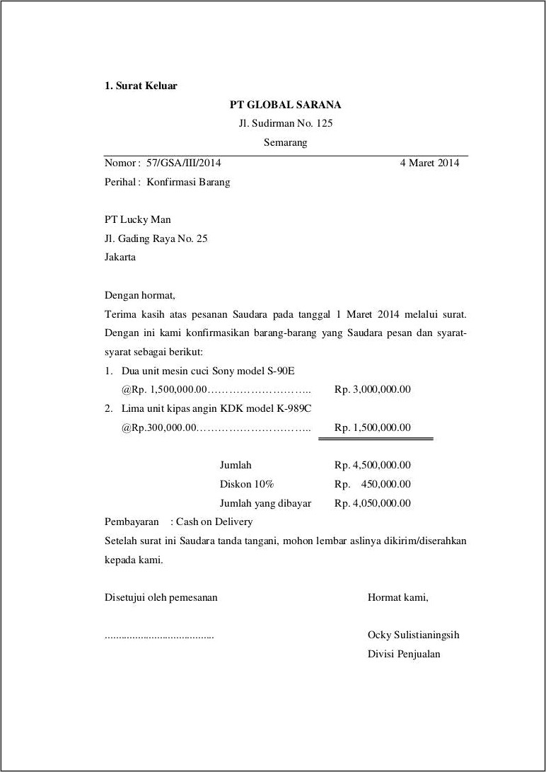 Contoh Surat Balasan Penawaran Laptop Pt Karya Usaha Mandiri