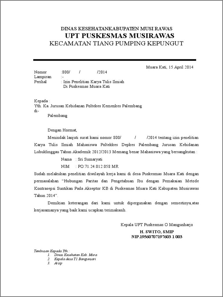 Contoh Surat Balasan Perusahaan Untuk Penelitian