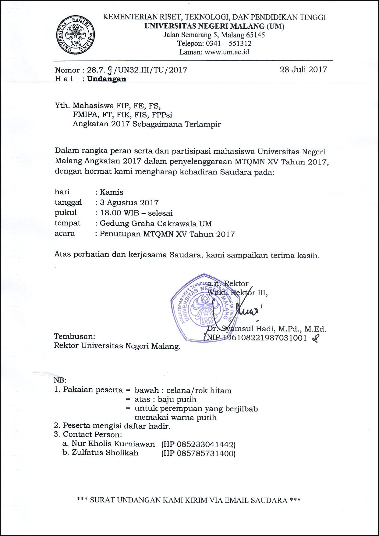 Contoh Surat Balasan Undangan Partisipasi