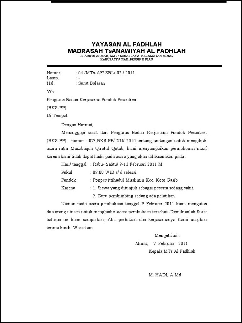 Contoh Surat Balasan Undangan Rapat Dalam Bahasa Inggris