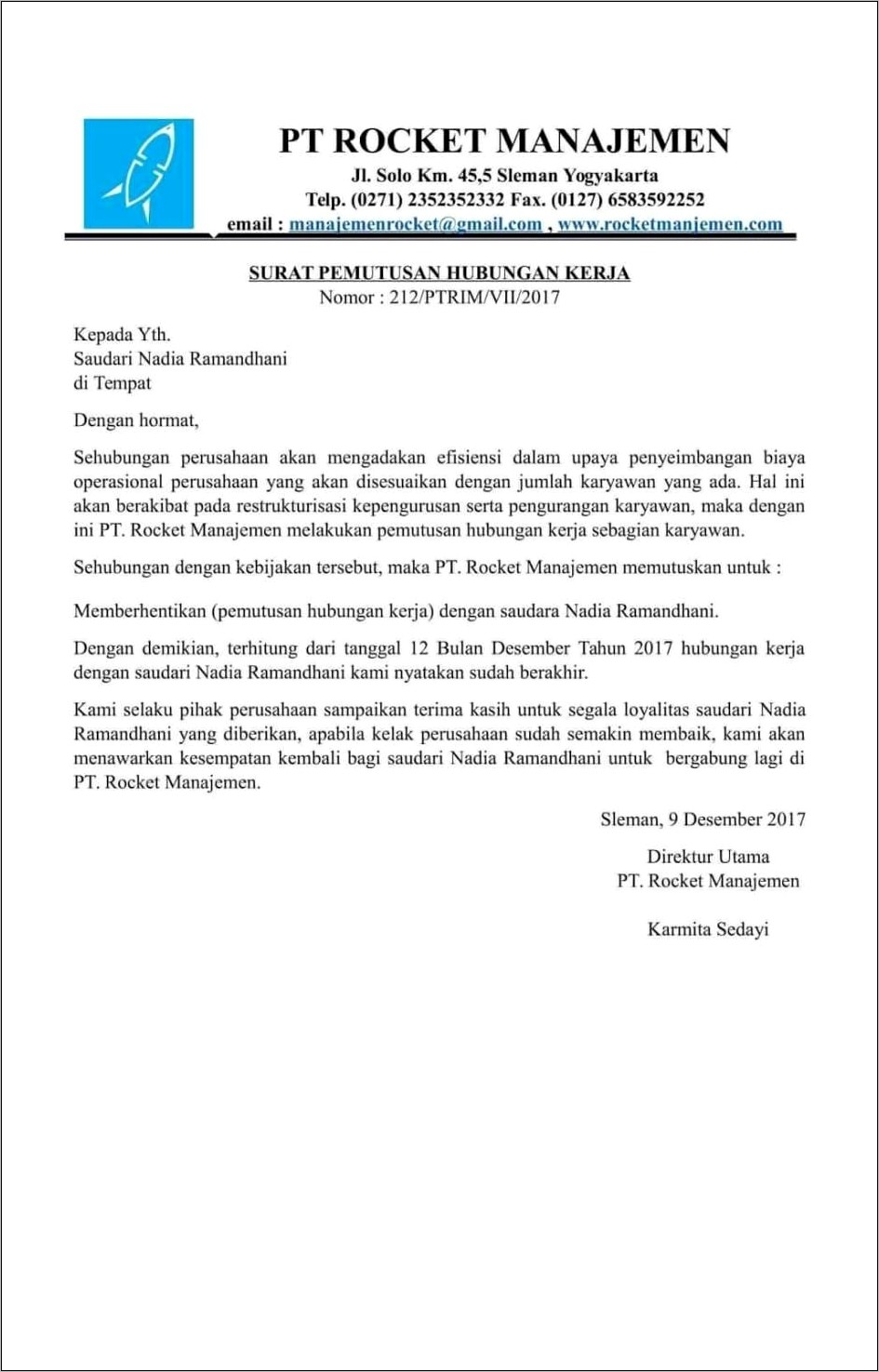 Contoh Surat Berakhirnya Kerjasama Antar Perusahaan