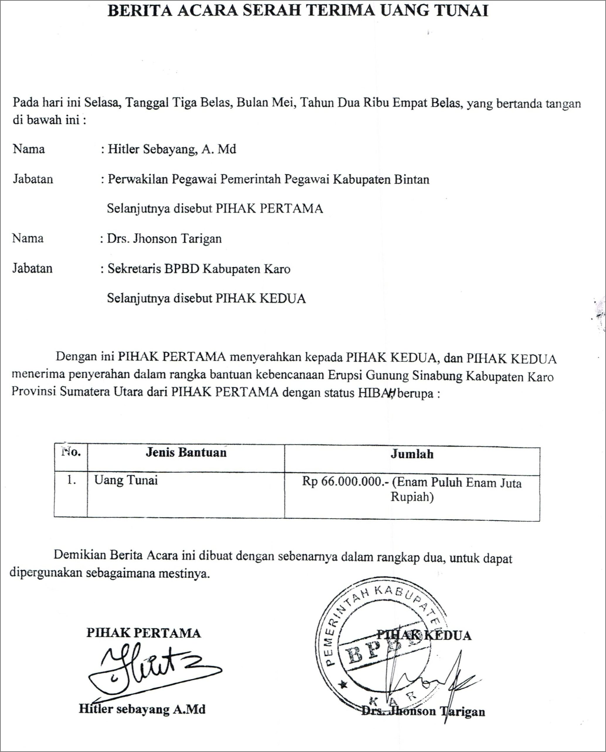 Contoh Surat Berita Acara Serah Terima Barang Dinas Sosial