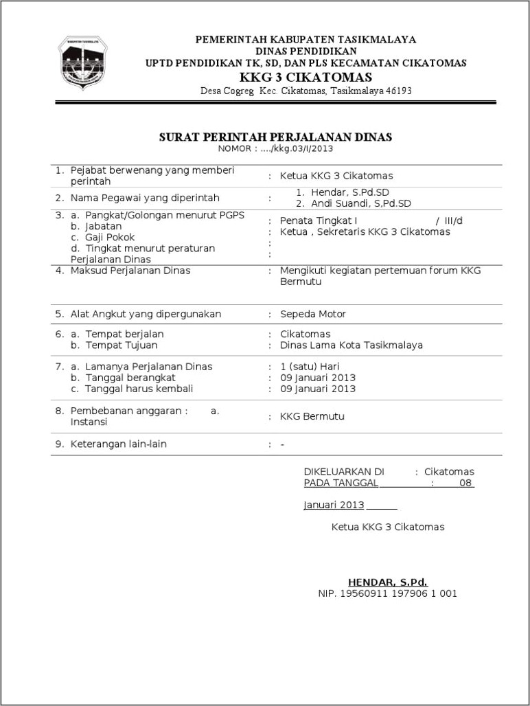 Contoh Surat Biaya Perjalanan Dinas Perusahaan Swasta Doc