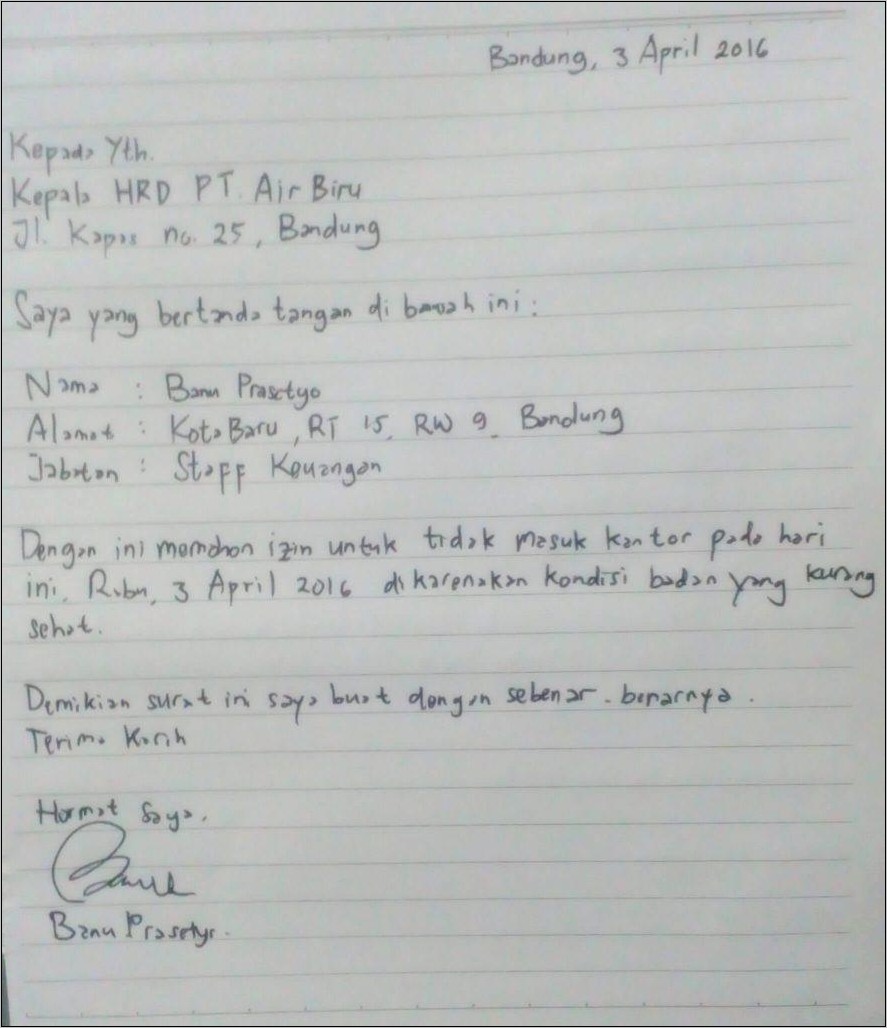 Contoh Surat Cuti Menikah Ke Perusahaan