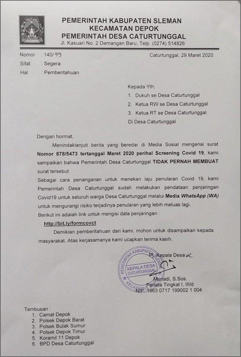 Contoh Surat Dari Dinas Desa